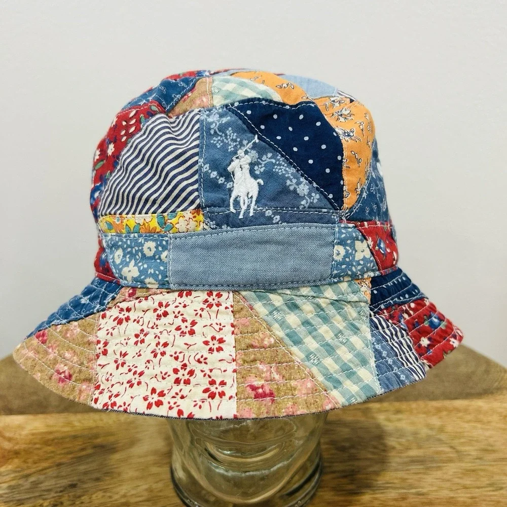 Polo Ralph Lauren Cotton Twill Vintage Inspired Patchwork Bucket Hat NWT S/M